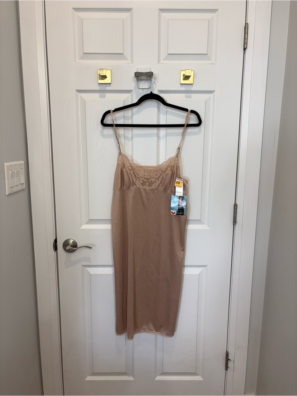 Vintage Vasarette Classic Lace-Trim Slip Dress in Nude #1418
